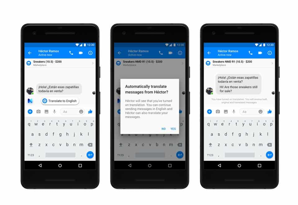 facebook messenger çeviri