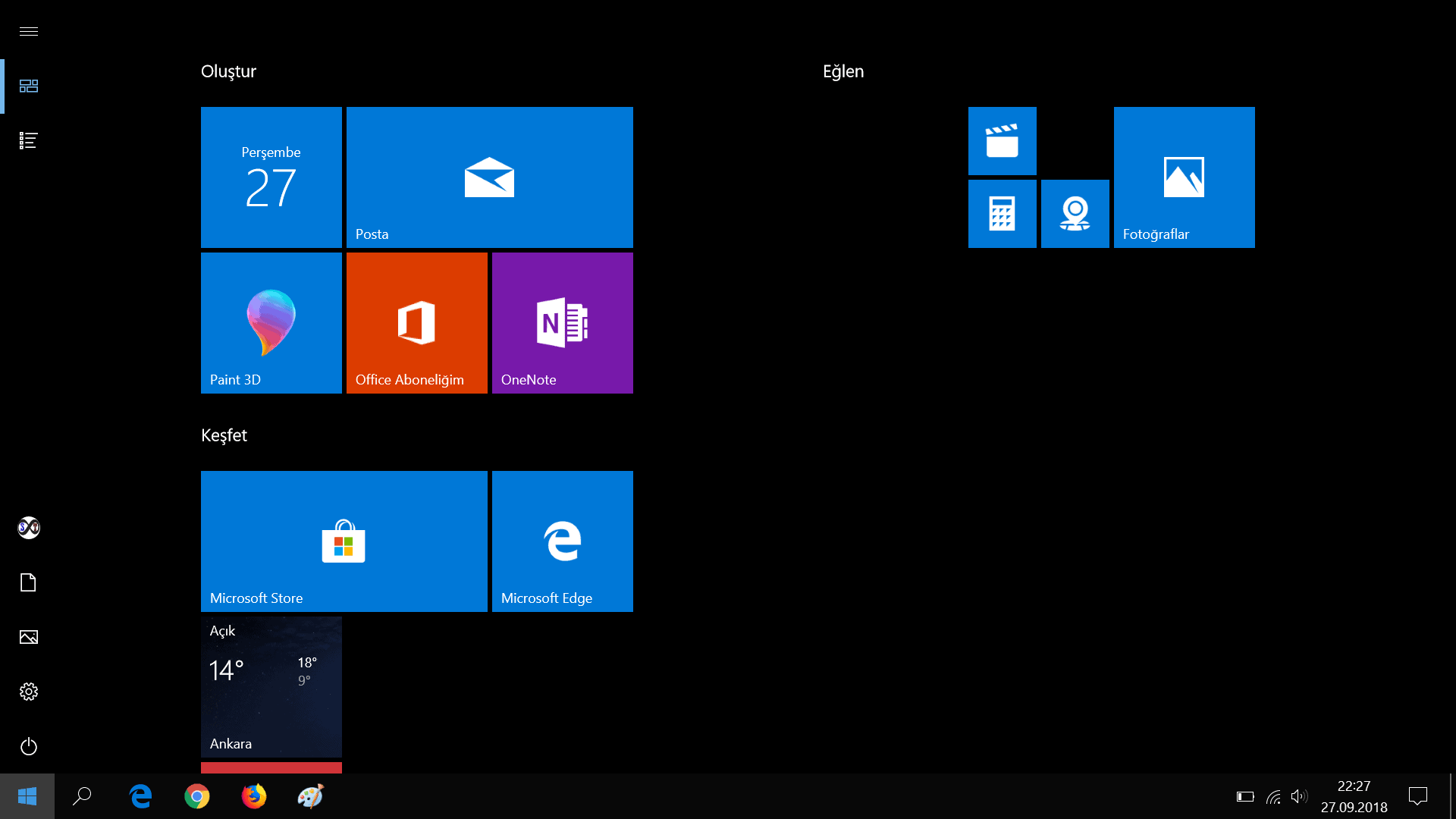 windows 10 tam ekran