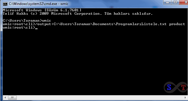 cmd program listeleme