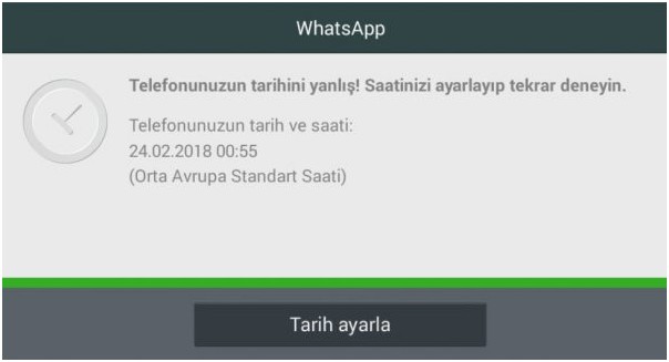 whatsapp tarih hatası