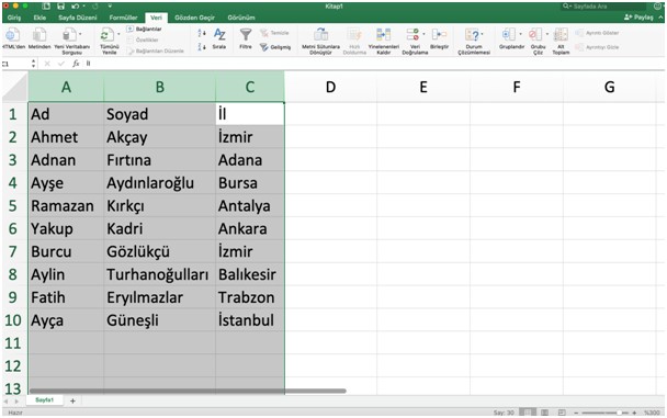 excel sonuç