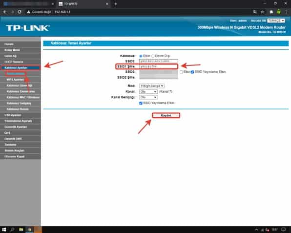 tp link modem şifre değiştirme işlemleri