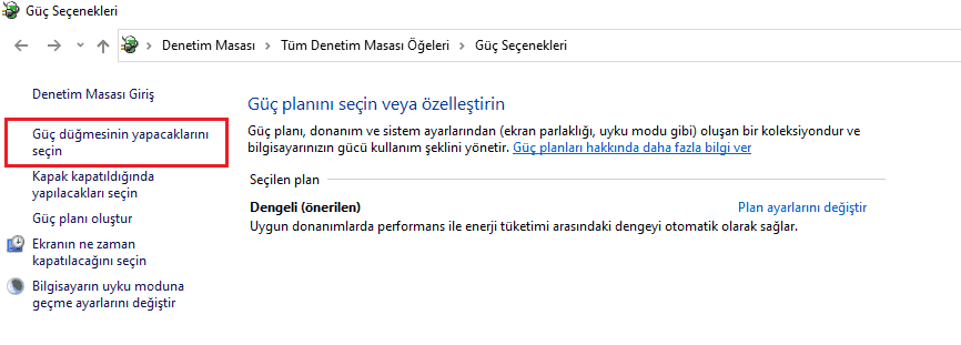 güç düğmesinin yapacakları