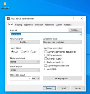 WinRAR Dosya Sıkıştırma Boyut Küçültme